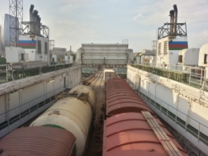 rail vehicles being loaded