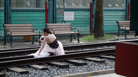 Bride on the tracks